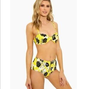 Derek Lam 10 Crosby Yellow Floral High Waist Bikini Swim Set